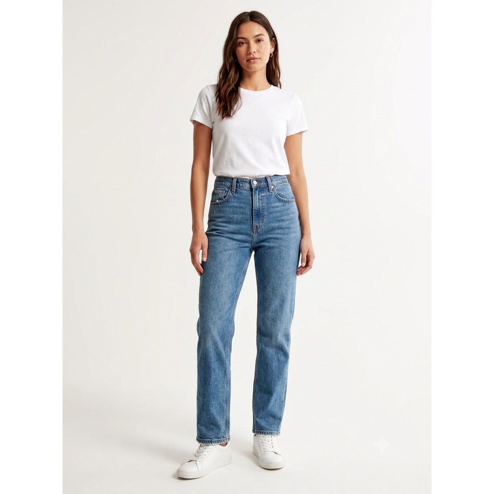 Abercrombie & Fitch Ankle Straight Jeans Womens 26/2 Blue Denim Ultra High Rise
